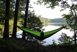 Twisted Double Hammock - Green/Bright Green (Full Setup - Lifestyle)